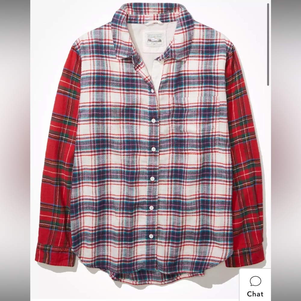 American Eagle Plaid Flannel Button-Up Shirt